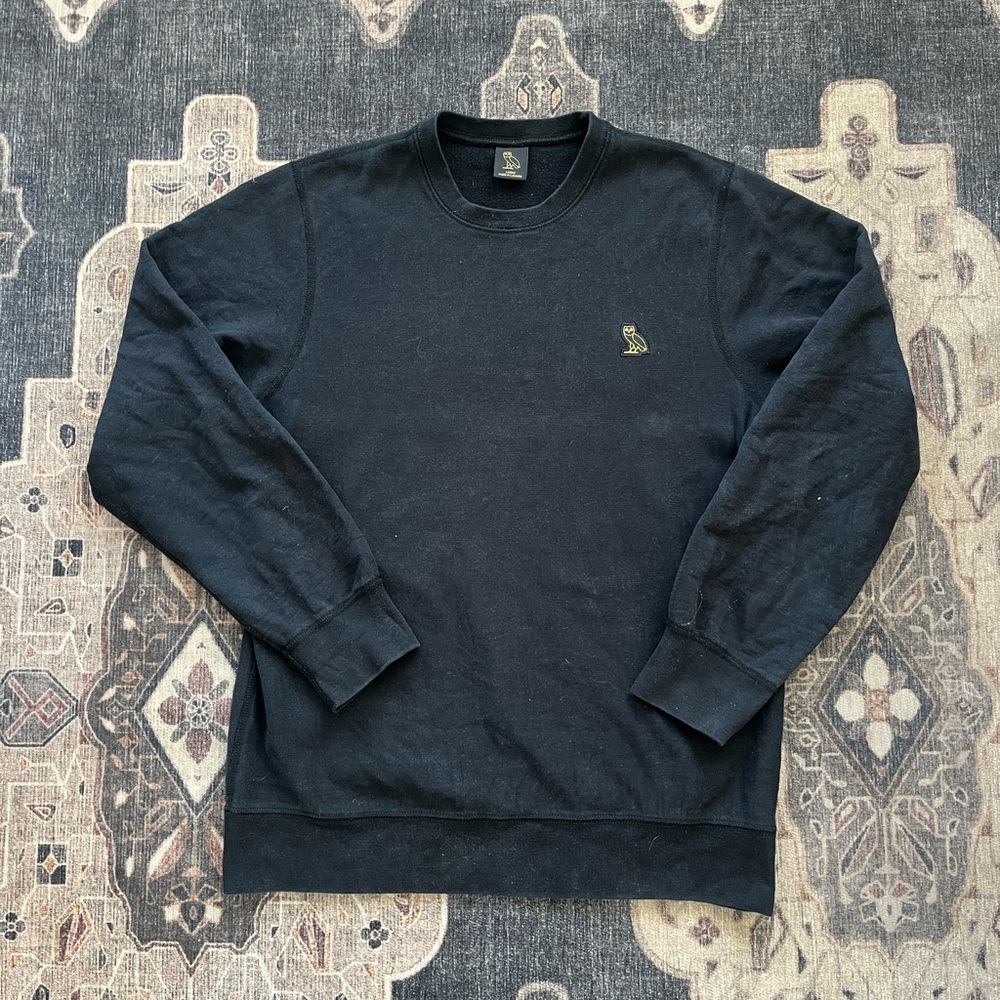 OVO Black Crewneck Sweater with Logo